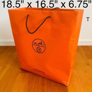 Hermes Paper Shopping Bag - orange large, 18.5" x 16.5" x 6.75" [T]
